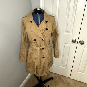 Merona Stylish Trench Coat, Size Large, Tan